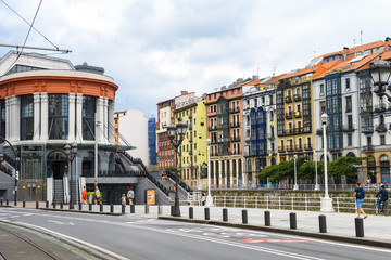 beautiful buildings of bilbao old town, Spain