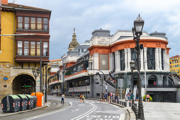 beautiful buildings of bilbao old town, Spain
