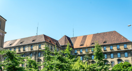 magnificent ancient architecture in the style of the Renaissance. Colorful and so different buildings of the ancient city of Poznan.