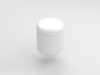 White Plastic Jar Tin Can Mockup. 3d rendering