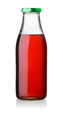 Glass bottle of cherry juice