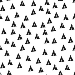 Triangles. Black and white seamless pattern. Geometric, abstract background for covers, textile. Doodle shapes.