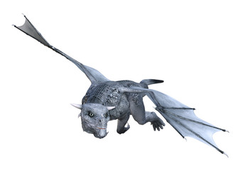 3D Rendering Fantasy Dragon Whelp on White