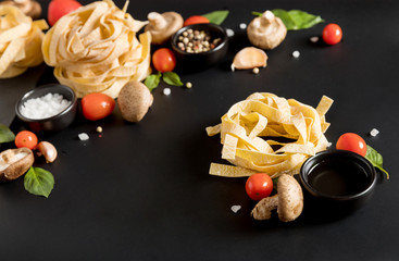 Fettuccine tagliatelle paste with herbs and spices