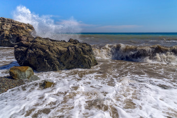 wave on the rocks / bright summer photo Alushta Black Sea Crimea