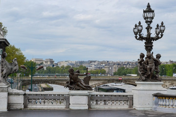 Alexander Bridge across the river in Paris. a monument of history and architecture.