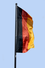 The flag of Germany or German Flag (German: Flagge Deutschlands) is a tricolour consisting of three equal horizontal bands displaying the national colours of Germany: black, red, and gold.