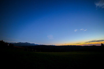 mountain panorama after sunset