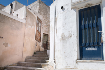 Street view of Ano Syros in Syros island, Cyclades, Greece.
