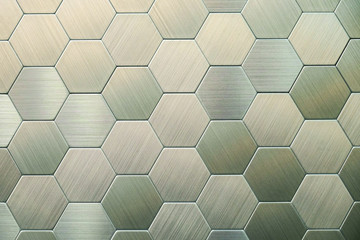 Abstract silver metal background. Geometric hexagons.