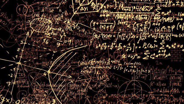 Blocks of abstract mathematical formulas are written and moved in the virtual space. The camera flies through the mathematical formulas. looped - Powered by Adobe