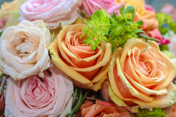 Close up of a wedding floral bouquet.