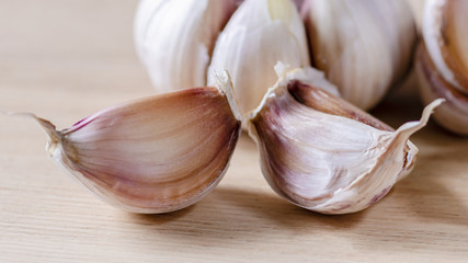 Fresh garlic. Food background. Close up. Concept of food products