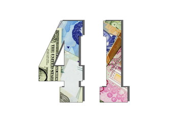 41 Number Different Worlds Banknotes. Background for business. Money concept
