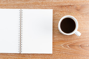 notebook and coffee