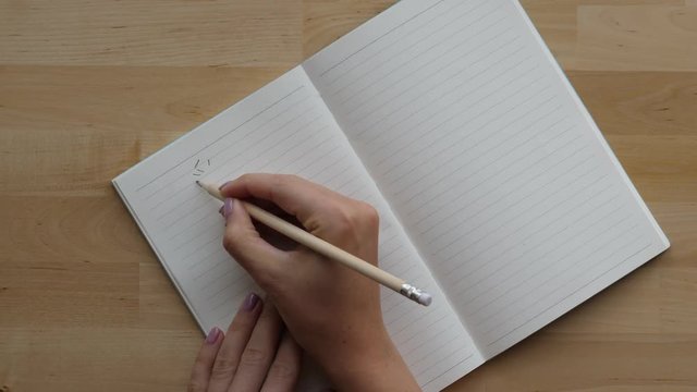 Woman hand poorly write Chinese characte