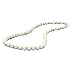 3D illustration isolated white pearl necklace beads