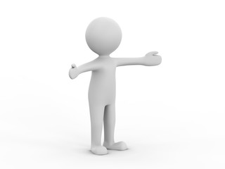 3D illustration man presenting your product hands to the side on a white background