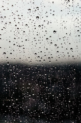 Water drops on window glass