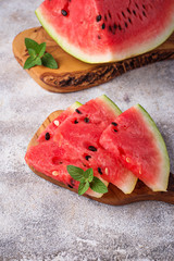 Sliced fresh watermelon and mint