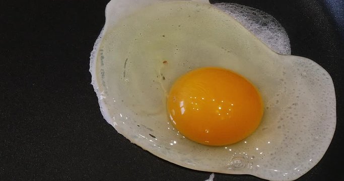 Egg cooked in a pan, Real Time 4K