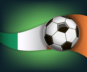 Illustration with soccet ball and flag of Ireland