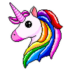 Pixel unicorn head isolated vector © La Gorda