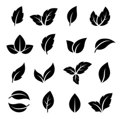 set of black leaf icons