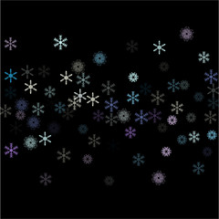 Falling down snow confetti, snowflake vector border. Festive winter, Christmas, New Year sale background. Cold weather, winter storm, scatter texture. Hipster snowfall falling snowflakes cool confetti
