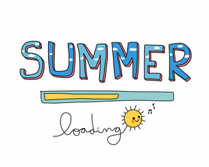 Summer loading cute sun cartoon vector illustration doodle style