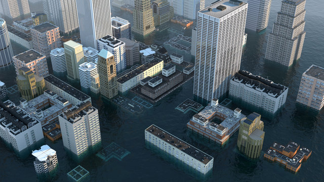 flooded metropolis top view