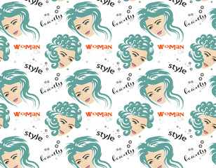 vector drawing. wallpaper with woman's face...