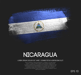 Nicaragua Flag Made of Glitter Sparkle Brush Paint Vector © natanaelginting