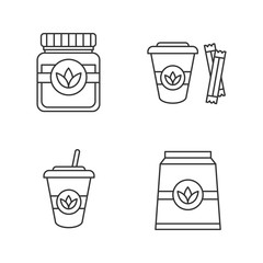 Tea drinks linear icons set