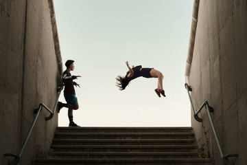 Backflip Girl Boy Parkour