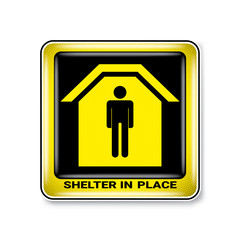 Vector and illustration graphic style,Shelter in Place Symbol, label icon on white background, Attracting attention Security First sign, Idea for presentation EPS 10.