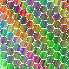 Abstract colorful hexagonal texture. Geometric fractal background. Fantasy digital art. 3D rendering.