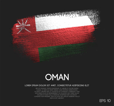 Oman Flag Made of Glitter Sparkle Brush Paint Vector