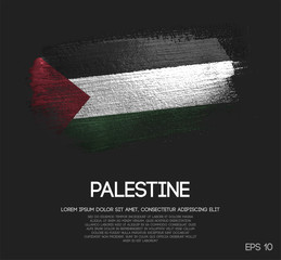 Palestine Flag Made of Glitter Sparkle Brush Paint Vector - 215514983