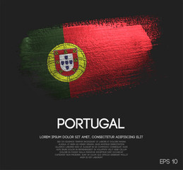 Portugal Flag Made of Glitter Sparkle Brush Paint Vector