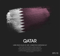 Qatar Flag Made of Glitter Sparkle Brush Paint Vector © natanaelginting