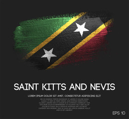 Saint Kitts and Nevis Flag Made of Glitter Sparkle Brush Paint Vector