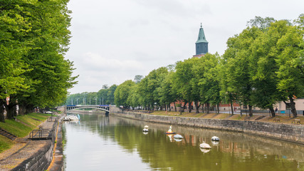Fototapeta na wymiar River view in Turku, Finland.