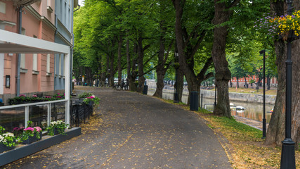 Obraz premium Old street view from the city of Turku, Finland.