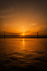 Fototapeta na wymiar 25th of April Bridge on Tagus in Lisbon