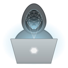 hacker detection. face recognition. scanning grid. vector illustration.