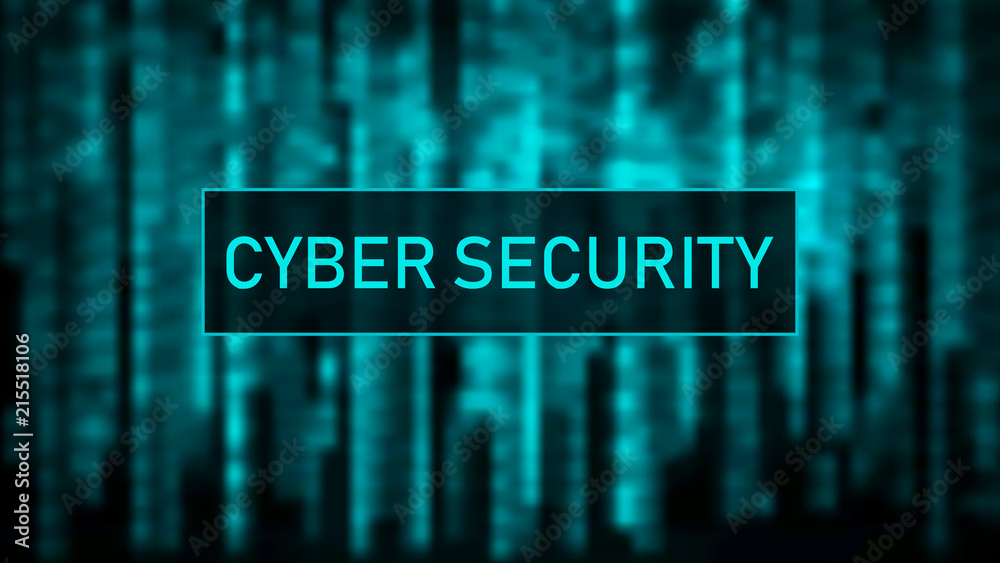 Fototapete Cyber security concept. Digital background blue matrix. Binary computer code. Hacker concept. Vector illustration.