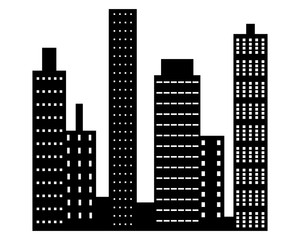 City skyscrapers pictogram vector icon 