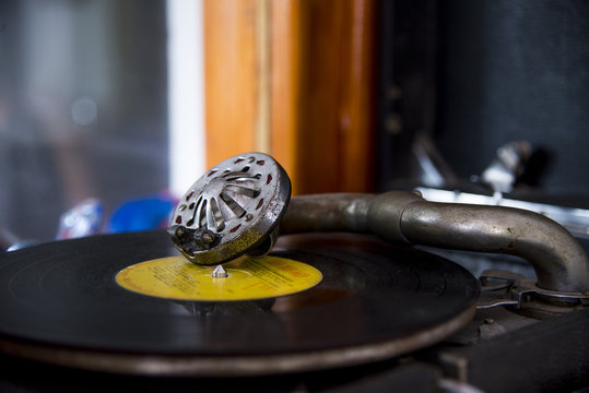 Closeup of an old gramophone
