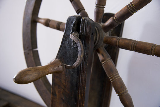Old Fashioned manual wool spinning wheel